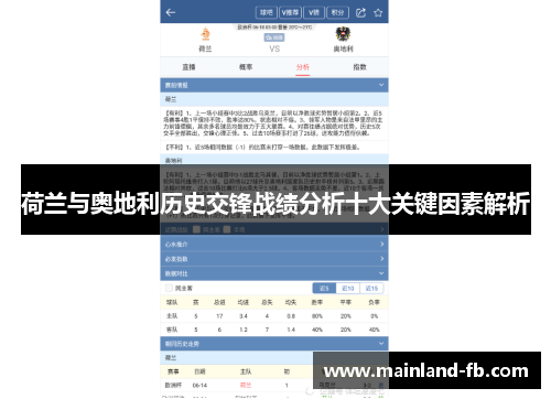 荷兰与奥地利历史交锋战绩分析十大关键因素解析